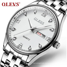 OLEVS 5570 Luxury Diamond Men Watches Luminous Hands Male Clock Big Face Steel Bracelet Watch Week and Date Business Wristwatch